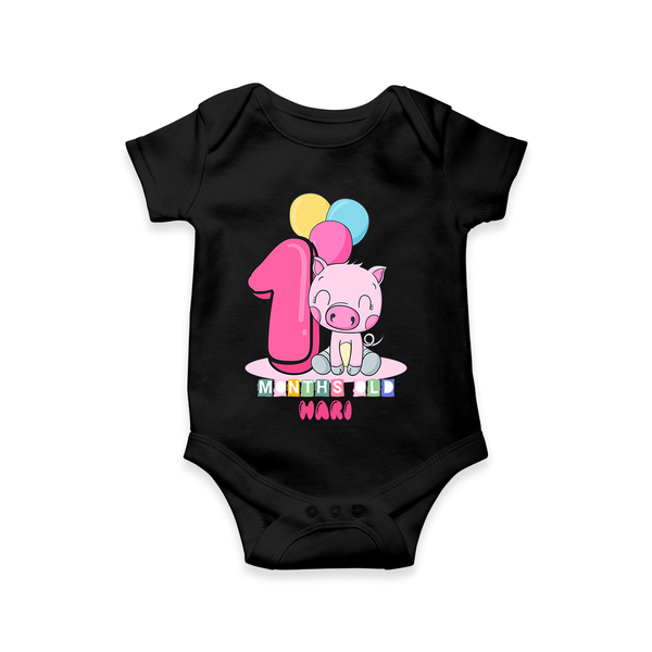 Celebrate The First Month Birthday Customised  Romper - BLACK - 0 - 3 Months Old (Chest 16")