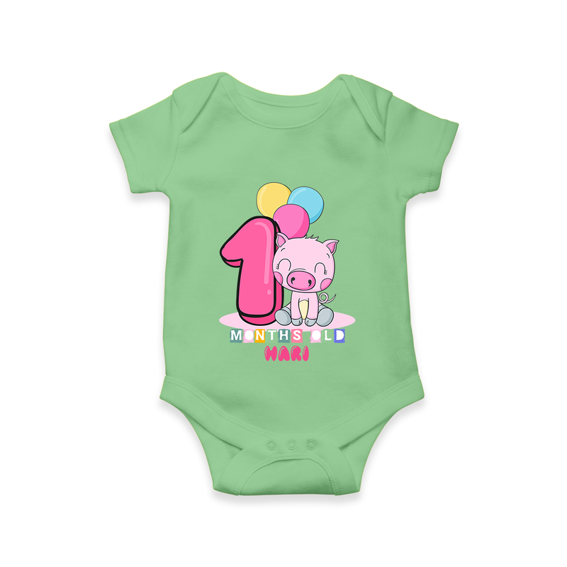 Make Your BabyÕs 1st Month Extra Special With Our Customized Baby Romper - GREEN - 0 - 3 Months Old (Chest 16")