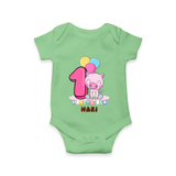 Custom Baby Romper/Onesie for 1 Month Milestone | Soft Cotton Bodysuit | Personalized Name Print - GREEN - New Born (Chest 14")