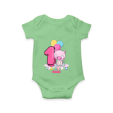 Celebrate The First  Month Birthday Customised Romper - GREEN - 0 - 3 Months Old (Chest 16")