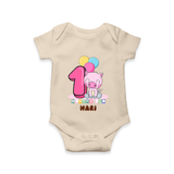 Custom Baby Romper/Onesie for 1 Month Milestone | Soft Cotton Bodysuit | Personalized Name Print - IVORY - New Born (Chest 14")
