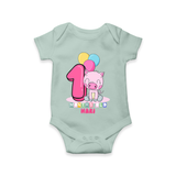 Celebrate The First  Month Birthday Customised Romper - MINT GREEN - 0 - 3 Months Old (Chest 16")
