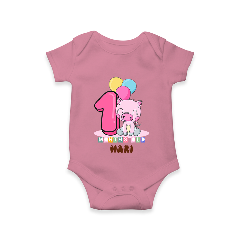 Custom Baby Romper/Onesie for 1 Month Milestone | Soft Cotton Bodysuit | Personalized Name Print - ONION - New Born (Chest 14")