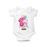Custom Baby Romper/Onesie for 1 Month Milestone | Soft Cotton Bodysuit | Personalized Name Print - WHITE - New Born (Chest 14")