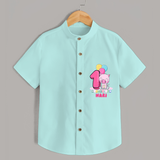 Celebrate The First Month Birthday Customised Shirt - ARCTIC BLUE - 0 - 6 Months Old (Chest 21")