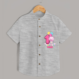 Celebrate The First Month Birthday Customised Shirt - GREY MELANGE - 0 - 6 Months Old (Chest 21")