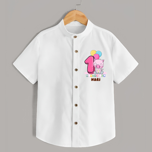 Custom Baby Shirt for 1 Month Milestone | Soft Cotton Shirt | Personalized Name Print - WHITE - 0 - 6 Months Old (Chest 23")