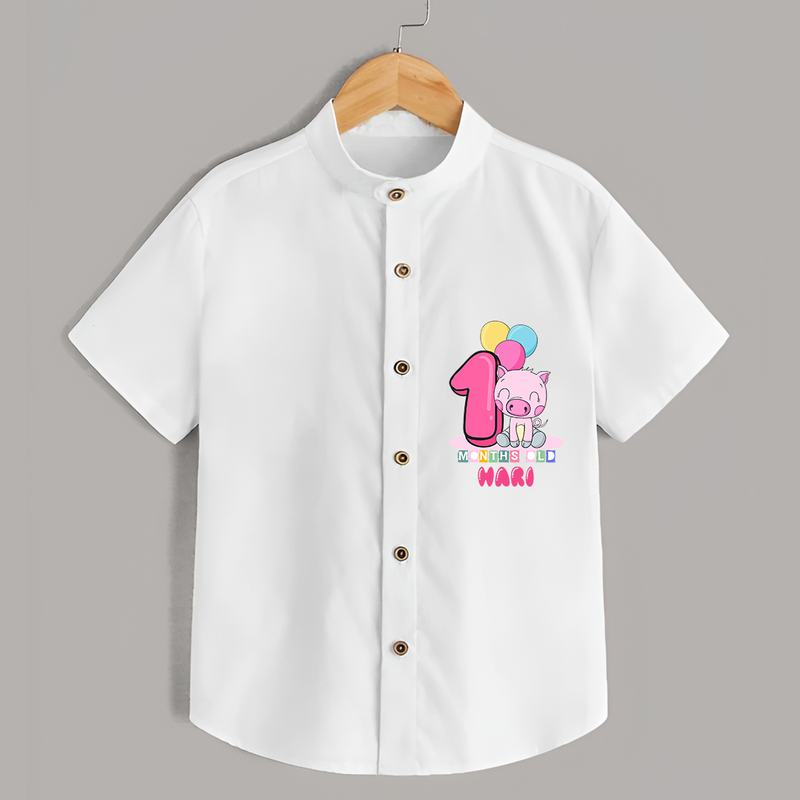 Celebrate The First Month Birthday Customised Shirt - WHITE - 0 - 6 Months Old (Chest 21")