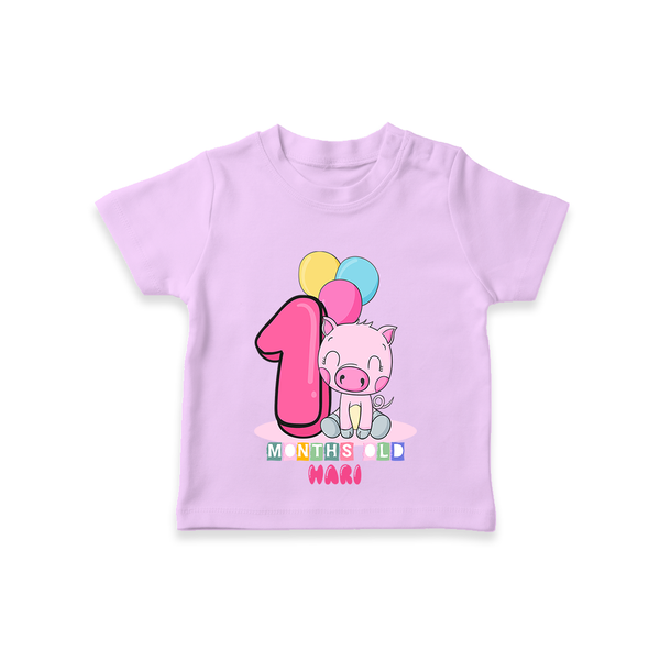 Celebrate The First Month Birthday Customised T-Shirt - LILAC - 0 - 5 Months Old (Chest 17")