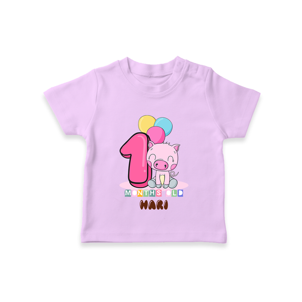 Custom Baby T-Shirt for 1 Month Milestone | Soft Cotton T-Shirt | Personalized Name Print - LILAC - 0-5 Months Old (Chest 17")