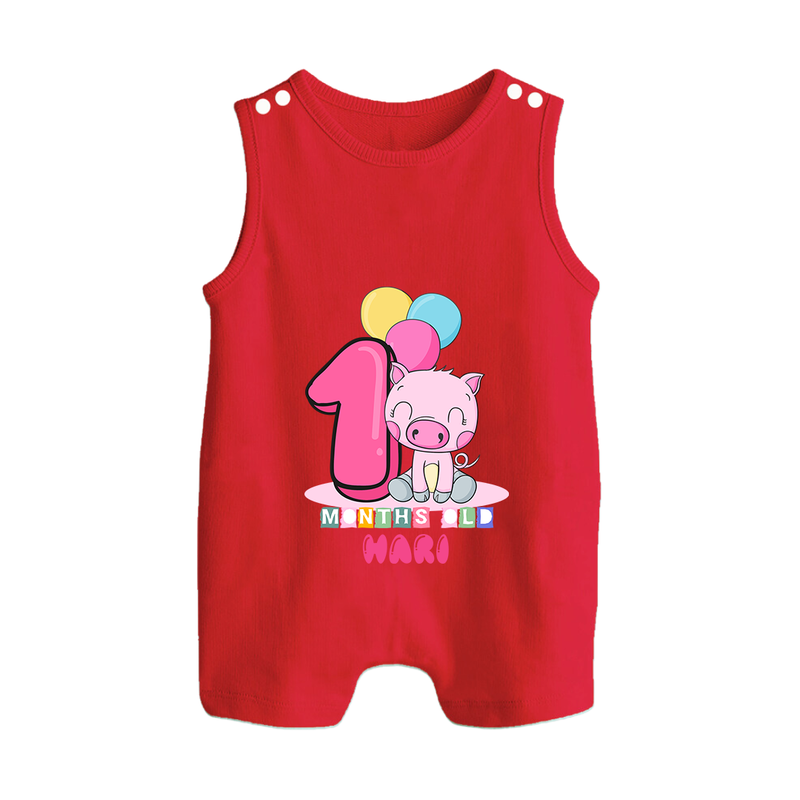 Custom Baby Romper Suit/ Sleeveless Romper for 1 Month Milestone | Soft Cotton Romper Suit/ Sleeveless Romper | Personalized Name Print - RED - 0 - 5 Months Old (Chest 18")