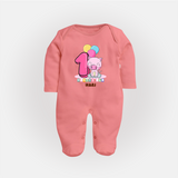 Make Your BabyÕs 1st Month Extra Special With Our Customized Baby Sleep Suit - PEACH - New Born (Chest 7.5")