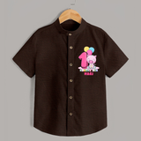 Custom Baby Shirt for 1 Month Milestone | Soft Cotton Shirt | Personalized Name Print - CHOCOLATE BROWN - 0 - 6 Months Old (Chest 23")