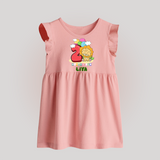 Custom Baby Baby Frock for 2 Month Milestone | Soft Cotton Baby Frock | Personalized Name Print - BABY PINK - 0 - 3 Months Old (Chest 17")