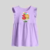 Custom Baby Baby Frock for 2 Month Milestone | Soft Cotton Baby Frock | Personalized Name Print - LILAC - 0 - 3 Months Old (Chest 17")
