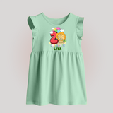 Custom Baby Baby Frock for 2 Month Milestone | Soft Cotton Baby Frock | Personalized Name Print - MINT GREEN - 0 - 3 Months Old (Chest 17")