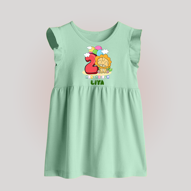 Custom Baby Baby Frock for 2 Month Milestone | Soft Cotton Baby Frock | Personalized Name Print - MINT GREEN - 0 - 3 Months Old (Chest 17")