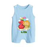 Custom Baby Romper Suit/ Sleeveless Romper for 2 Month Milestone | Soft Cotton Romper Suit/ Sleeveless Romper | Personalized Name Print - BABY BLUE - 0 - 5 Months Old (Chest 18")