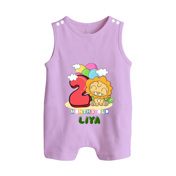 Custom Baby Romper Suit/ Sleeveless Romper for 2 Month Milestone | Soft Cotton Romper Suit/ Sleeveless Romper | Personalized Name Print - LILAC - 0 - 5 Months Old (Chest 18")