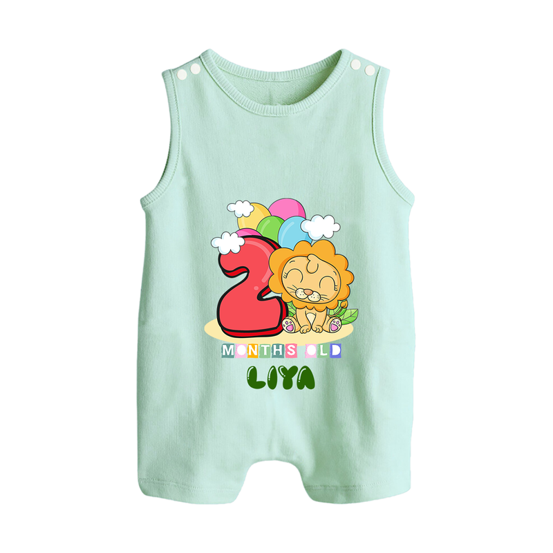 Custom Baby Romper Suit/ Sleeveless Romper for 2 Month Milestone | Soft Cotton Romper Suit/ Sleeveless Romper | Personalized Name Print - MINT GREEN - 0 - 5 Months Old (Chest 18")