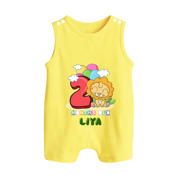 Custom Baby Romper Suit/ Sleeveless Romper for 2 Month Milestone | Soft Cotton Romper Suit/ Sleeveless Romper | Personalized Name Print - PASTEL YELLOW - 0 - 5 Months Old (Chest 18")
