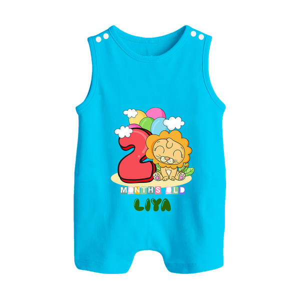 Custom Baby Romper Suit/ Sleeveless Romper for 2 Month Milestone | Soft Cotton Romper Suit/ Sleeveless Romper | Personalized Name Print - SKY BLUE - 0 - 5 Months Old (Chest 18")