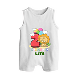 Custom Baby Romper Suit/ Sleeveless Romper for 2 Month Milestone | Soft Cotton Romper Suit/ Sleeveless Romper | Personalized Name Print - WHITE - 0 - 5 Months Old (Chest 18")