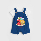 Celebrate The Second Month Birthday Customised Dungaree set - COBALT BLUE - 0 - 5 Months Old (Chest 17")