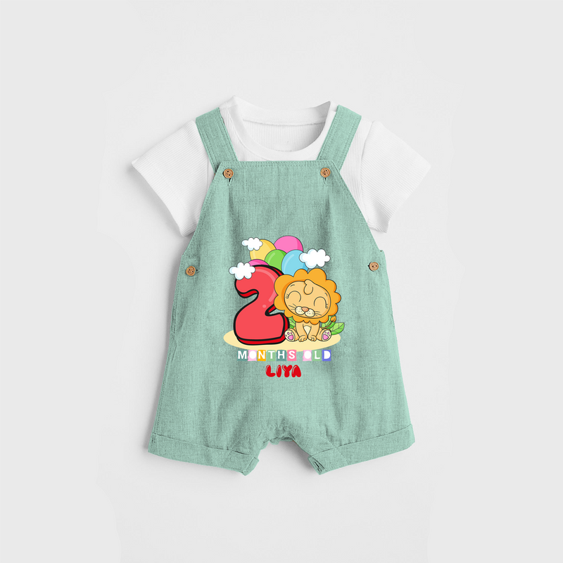 Celebrate The Second Month Birthday Customised Dungaree set - LIGHT GREEN - 0 - 5 Months Old (Chest 17")