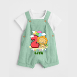 Custom Baby Dungaree Set for 2 Month Milestone | Soft Cotton Dungaree Set | Personalized Name Print - MINT GREEN - 0 - 5 Months Old (Chest 18")