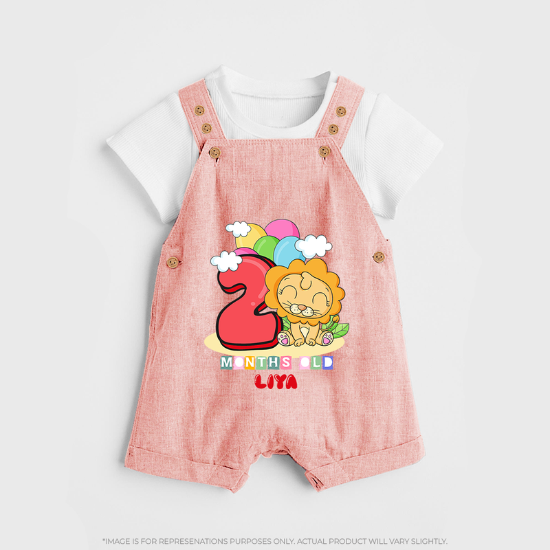 Make Your BabyÕs 2nd Month Extra Special With Our Customized Baby Dungaree Set - PEACH - 0 - 5 Months Old (Chest 18")