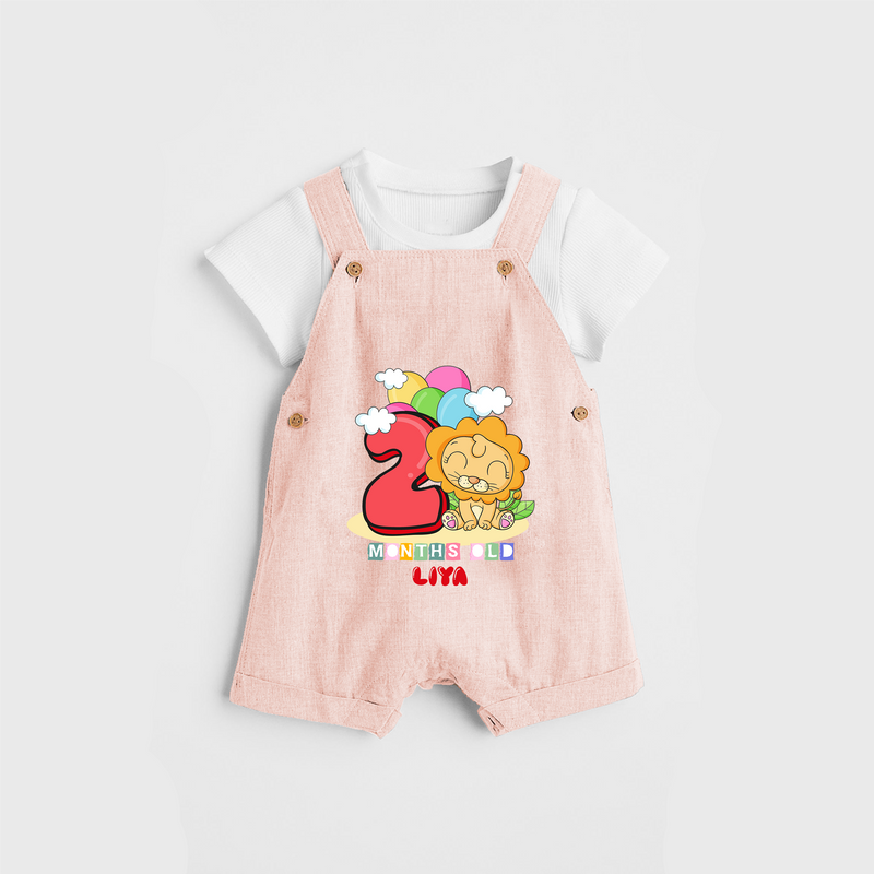 Celebrate The Second Month Birthday Customised Dungaree set - PEACH - 0 - 5 Months Old (Chest 17")