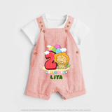 Custom Baby Dungaree Set for 2 Month Milestone | Soft Cotton Dungaree Set | Personalized Name Print - PEACH - 0 - 5 Months Old (Chest 18")