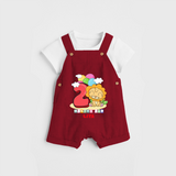 Celebrate The Second Month Birthday Customised Dungaree set - RED - 0 - 5 Months Old (Chest 17")