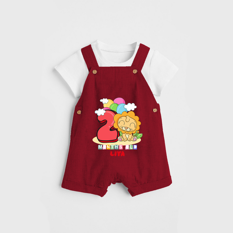 Celebrate The Second Month Birthday Customised Dungaree set - RED - 0 - 5 Months Old (Chest 17")