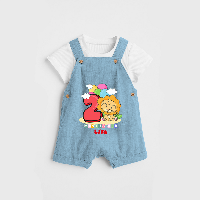 Celebrate The Second Month Birthday Customised Dungaree set - SKY BLUE - 0 - 5 Months Old (Chest 17")