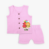 Custom Baby Jabla Set for 2 Month Milestone | Soft Cotton Jabla Set | Personalized Name Print - BABY PINK - 0 - 3 Months Old (Chest 9.8")