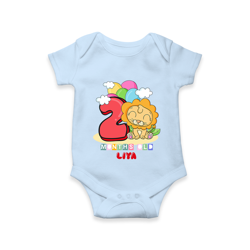 Make Your BabyÕs 2nd Month Extra Special With Our Customized Baby Romper - BABY BLUE - 0 - 3 Months Old (Chest 16")