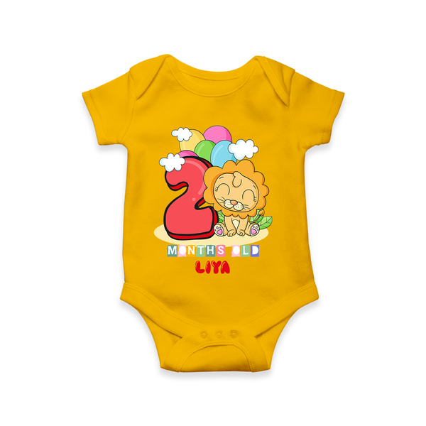 Celebrate The Second Month Birthday Customised  Romper - CHROME YELLOW - 0 - 3 Months Old (Chest 16")