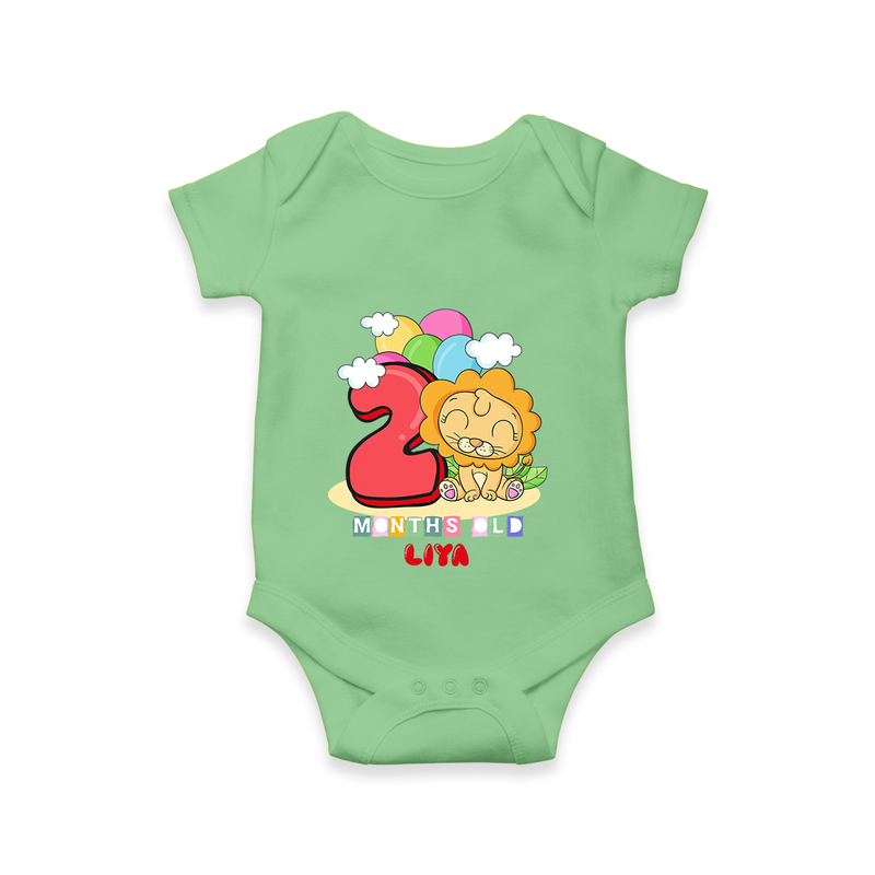 Celebrate The Second Month Birthday Customised Romper - GREEN - 0 - 3 Months Old (Chest 16")