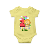 Custom Baby Romper/Onesie for 2 Month Milestone | Soft Cotton Bodysuit | Personalized Name Print - PASTEL YELLOW - New Born (Chest 14")