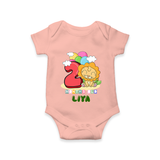Custom Baby Romper/Onesie for 2 Month Milestone | Soft Cotton Bodysuit | Personalized Name Print - PEACH - New Born (Chest 14")