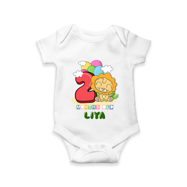 Custom Baby Romper/Onesie for 2 Month Milestone | Soft Cotton Bodysuit | Personalized Name Print - WHITE - New Born (Chest 14")
