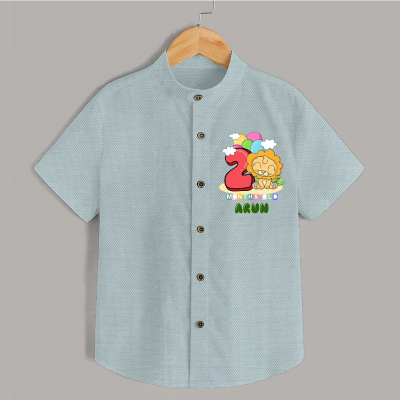 Custom Baby Shirt for 2 Month Milestone | Soft Cotton Shirt | Personalized Name Print - ARCTIC BLUE - 0 - 6 Months Old (Chest 23")