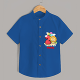 Celebrate The Second Month Birthday Customised Shirt - COBALT BLUE - 0 - 6 Months Old (Chest 21")