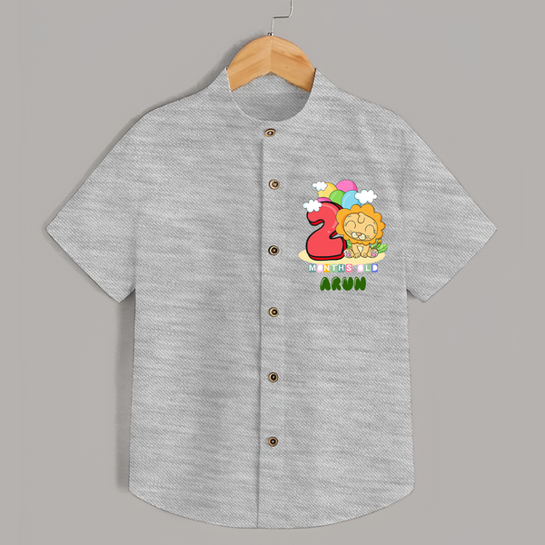 Custom Baby Shirt for 2 Month Milestone | Soft Cotton Shirt | Personalized Name Print - GREY - 0 - 6 Months Old (Chest 23")