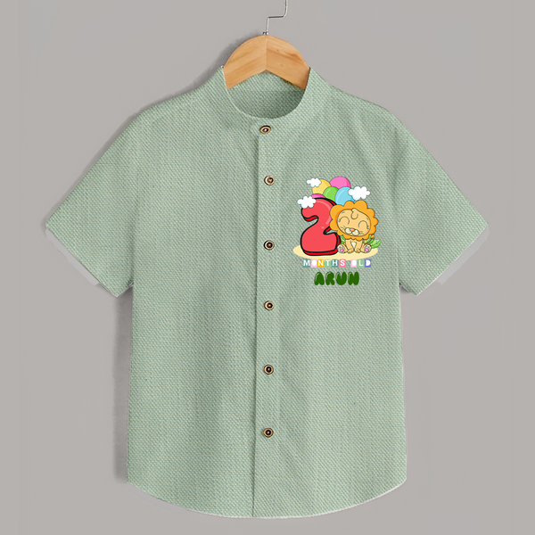 Custom Baby Shirt for 2 Month Milestone | Soft Cotton Shirt | Personalized Name Print - MINT GREEN - 0 - 6 Months Old (Chest 23")