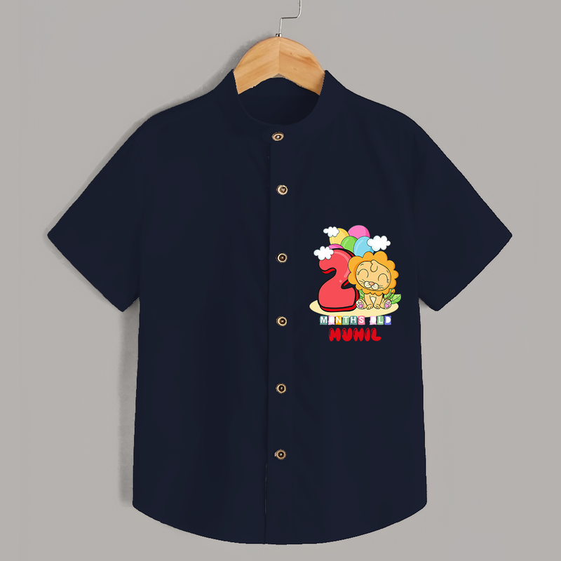 Celebrate The Second Month Birthday Customised Shirt - NAVY BLUE - 0 - 6 Months Old (Chest 21")