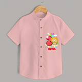 Celebrate The Second Month Birthday Customised Shirt - PEACH - 0 - 6 Months Old (Chest 21")