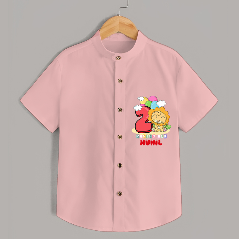 Celebrate The Second Month Birthday Customised Shirt - PEACH - 0 - 6 Months Old (Chest 21")